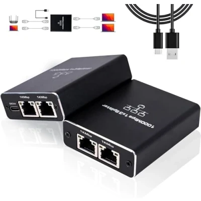 Imagen de AVNSCNK Ethernet Switch 1 a 3, 1000 Mbps, Gigabit Empalme RJ45 para Computadora, Concentrador, Conmutador, Enrutador, Decodificador, TV Digital, etc.