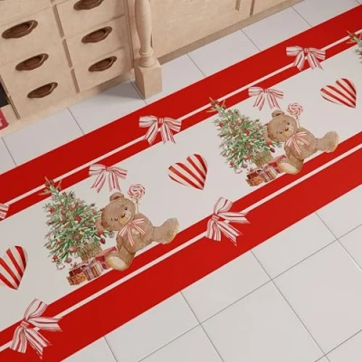 Imagen de PETTI Artigiani Italiani Alfombra de Cocina navideña, Camino Navidad, Navidad Antideslizante y Lavable, para 52 x 240 cm, Fabricada en Italia