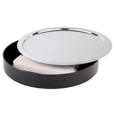 Imagen de juego de buffet APS &quot;Focus&quot;, ayudante buffet, 3 piezas compuesto por caja, bandeja y una batería refrigeración, Ø 38 x altura 6 cm, acero inoxidable 18/0, blanco