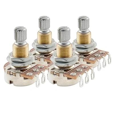 Imagen de Musiclily Pro Latón Rosca Mini Métrico A500K Potenciómetros Audio Split Shaft Poti para Guitarra Eléctrica Bajo (Set de 4)