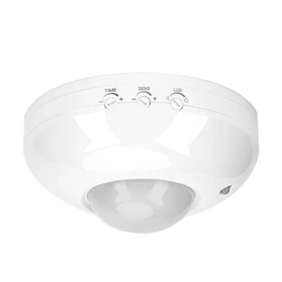 Imagen de Interruptor Sensor de Movimiento PIR, 360 Detector Infrarrojo del Cuerpo Humano, para Techo/Pared, Luz LED Lámpara, Alarma, Extractor Aire, etc (Blanco)