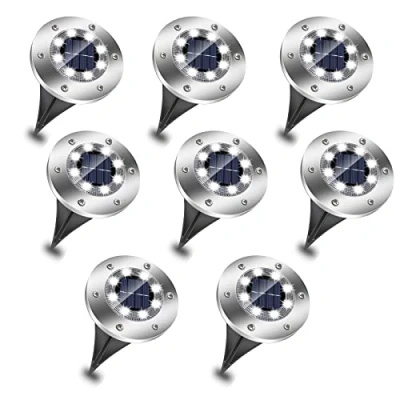 Imagen de EXTRASTAR Luces Led Solares para Exteriores, Impermeable, Luz Solar 8 LEDs, Blanca Fría 6500K, Exterior Terraza, Jardin, Césped, Corredor, 8pcs