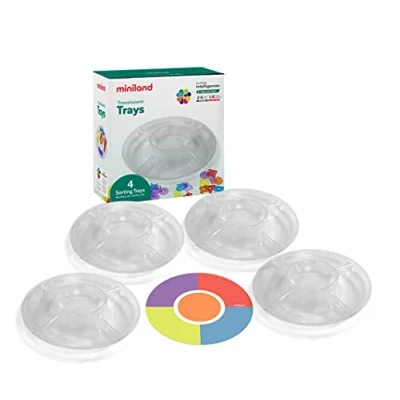 Imagen de Miniland Bandejas Transparentes para Mesa de luz. 4 Unidades, Multicolor, Medium (32168)