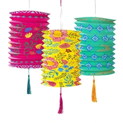 Imagen de Talking Tables PAPERLANTERN Boho Paper Lanterns 3Pk, Papel, Rosa