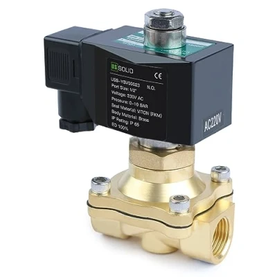 Imagen de U.S. Solid Solenoid Válvula solenoide (latón, 1/2&quot;, 230 V CA, abierta, no 0 10 bar, para agua, aire, diésel, queroseno, gasolina)