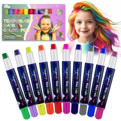 Imagen de 10 Colores Tiza de Pelo,Tinte Pelo Lavable NiñOs Hair Chalk Set，Temporal Carnaval Cosplay Fiesta Navidad,Tizas para el Niña Regalo Cumpleaños.