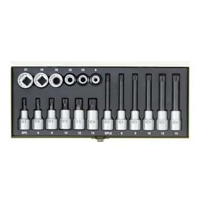 Imagen de PROXXON 23 296 Kit Especial para Tornillos de Cabeza Estriada XZN 1/2&quot;, 18 Piezas, rojo