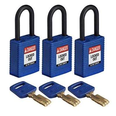 Imagen de SafeKey Lockout Candado Nylon Azul 3,8 cm Plástico Shkl, Pack de 3