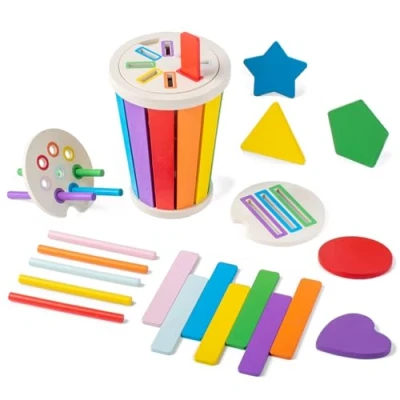 Imagen de Smartwo Juguete Montessori 1 Año, Madera Motricidad Fina 2 Años, Juego de Clasificación Formas y Colores Niños Juegos Educativos Regalo Bebe