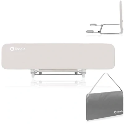 Imagen de lionelo Lora XL Barrera portátil para Cama de bebé 45x150 cm inclinación Ajustable hasta 180, Plegable bebé, Mecanismo Bloqueo StandSafe, Dispositivo antivuelco (Beige)