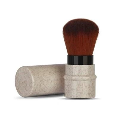 Imagen de Maquillaje Cepillo en polvo, Fundación, Corrector Rectángulo tapa con materiales reciclados y sostenibles Crueldad libre cerdas sintéticas Cepillos cosméticos de viaje(Beige)