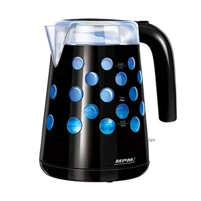 Imagen de MPM MCZ 86 Hervidor de Agua Eléctrico 1,7 L, Recipiente Plástico sin BPA, Inalámbrico 360º Cable, Apagado Automático, Interior Iluminado, Blanco, 2200W
