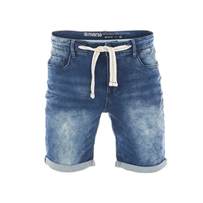 Imagen de riverso RIVPaul Pantalones Vaqueros Cortos para Hombre, Jeans Short, de Verano, Corte Regular, Bermudas, Gris, Azul Claro, Azul, Negro, W30 W42 Middle Blue Denim (M190) W38