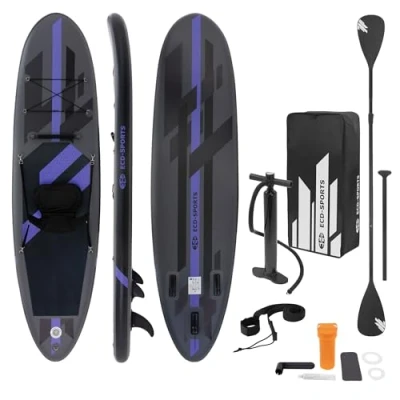 Imagen de ECD Germany Tabla Hinchable Makani Paddle Surf con Asiento de Kayak Sup 320x82x15 cm Negro Stand up Board PVC/EVA hasta 120kg Diferentes Modelos Incluye Paleta Aluminio Bomba y Accesorios
