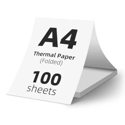 Imagen de (100 Hojas) Papel térmico A4 plegable,Sin BPA, de secado rápido, compatible con la mayoría impresoras térmicas A4,papel impresora termica ideal para documentos, webs y fotos.