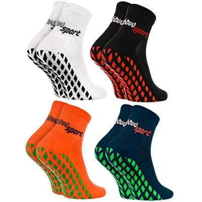 Imagen de Rainbow Socks Hombre Mujer Calcetines Antideslizantes de Deporte 4 Pares Bianco Negro Naranja Azul Talla 42 43