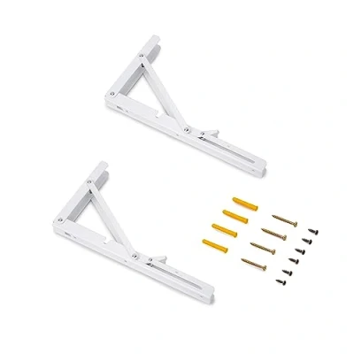 Imagen de Emuca Soportes plegables para estante, 303mm, Lote de 2 escuadras abatibles, carga máx. 50kg, Pintado blanco, Acero