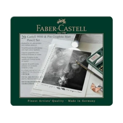 Imagen de Faber Castell 115224. Estuche de metal Pitt Graphite Matt y 9000 x20
