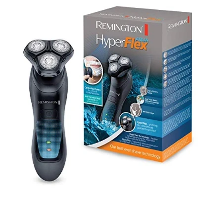 Imagen de Remington Afeitadora Rotativa HyperFlex Aqua Máquina de Afeitar Inalámbrica, Cuchillas Dual Track, Cabezal Pivotante ComfortFloat, Tecnología HyperFlex, 50 min Autonomía, Resistente al Agua XR1430