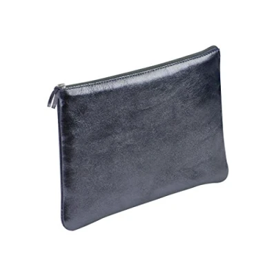 Imagen de Clairefontaine 8707C Trousse Scolaire Plate 22x11 cm en Véritable Cuir irisé, Pétrole