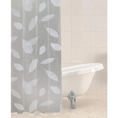 Imagen de Sabichi Cortina de Ducha con diseño Hojas PEVA, Resistente al Moho y Moho, 180 x cm, Impermeable, Hojas, fácil Limpiar, sin BPA, Incluye 12 Ganchos plástico