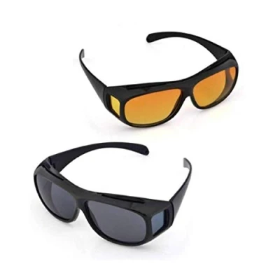 Imagen de Boolavard 2 pack Juega gafas de visión nocturna para conductores automóviles, quienes usan gafas, lentes polarizadas tintadas, según la norma ISO, negro/amarillo