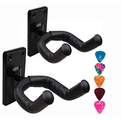Imagen de soporte de pared para guitarra,soporte gancho guitarra, ukelele y 5 púas guitarra 0,41 mm,para acústica,guitiar clásica,bajo,guitarra eléctrica,ukelele