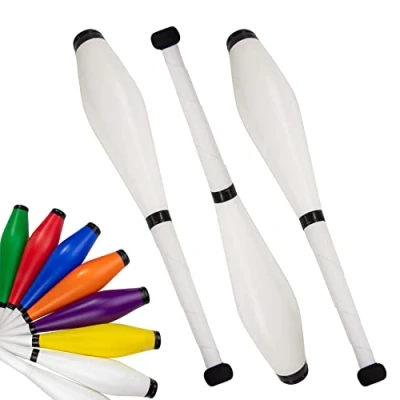 Imagen de Juggle Dream Trainer Street Juggling Club juego de 3 grandes clubes entrenamiento, malabares para principiantes y avanzados malabaristas (blanco/negro)
