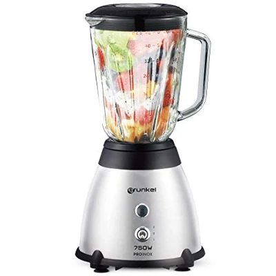 Imagen de Grunkel Batidora de Vaso 1,5L y 750W BAT 750PROINOX potente con capacidad para 1,5L, 6 cuchillas acero inoxidable, 2 velocidades, función PULSE, cristal