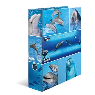 Imagen de HERMA Archivador de anillas con palanca Animales motivo Delfines, A4, 70 mm, estampado interior, 1 carpeta motivos
