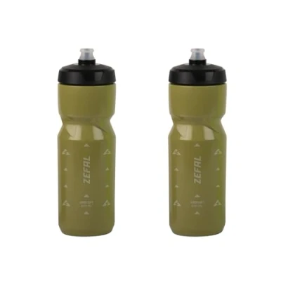 Imagen de ZEFAL Pack Sense Soft 80 Lote de 2 bidones para bicicleta y MTB, botella deportiva flexible e inodora, agua sin BPA Tetina silicona Verde Oliva, x 800ml