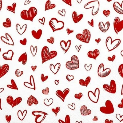 Imagen de Servilletas de papel con diseño corazones voladores, 20 unidades, también para decoupage y decoupage, 33 x cm