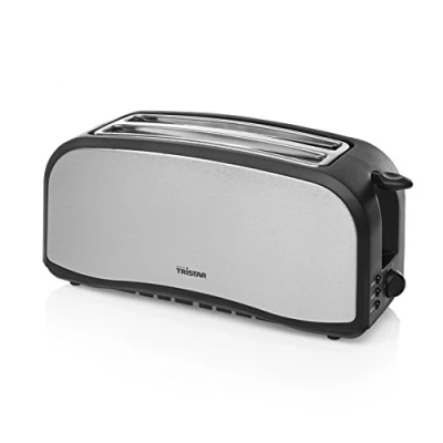 Imagen de Tristar BR 1046 Tostadora con dos ranuras largas, 6 niveles de tostado, bandeja recogemigas, función descongelar, calentar y cancelar, expulsión automática, 1400 W