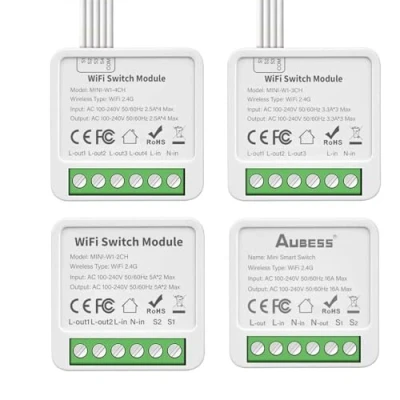 Imagen de Mini interruptor Inteligente WiFi/Zigbee Switch, Módulo de WiFi 1/2/3/4 vías compatible con Smart Life Alexa y Google Home Assistant control temporizador (WiFi, 1Gang 16A)