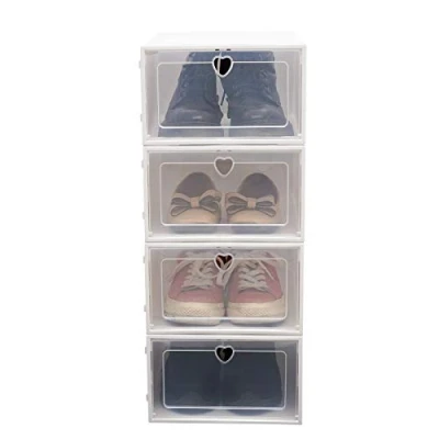 Imagen de Zalydala 20 cajas de zapatos plegables, almacenamiento apilables plástico transparente (azul, unidades), color blanco