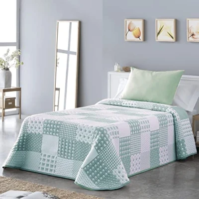 Imagen de VIALMAN Colcha Bouti Ligera Sofia 21 para Cama de Matrimonio 180 y 200 cm Tamaño 270 x cm, Color Verde
