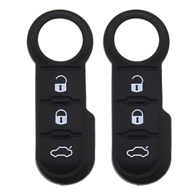 Imagen de eMagTech Funda Protectora de Silicona para Llave Coche 3 Botones, Compatible con Fiat 500 Abarth Panda Punto Bravo, Color Negro, Impermeable, Resistente a los arañazos, Accesorios automáticos