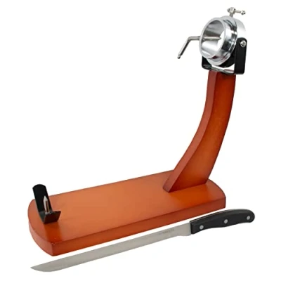 Imagen de Fackelmann Set Soporte Jamonero Giratorio en Madera de Pino, incluye Cuchillo Nirosta Fit 26 39 cm Acero Inoxidable para Cortar Jamón Finas Lonchas