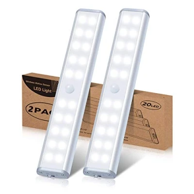 Imagen de HIBOITEC Luz Led con Sensor de Movimiento 20cm, 3 Modos USB Recargable Armario, Cocina Bajo Mueble para Gabinete, Escalera, Pasillo 2 Pieza