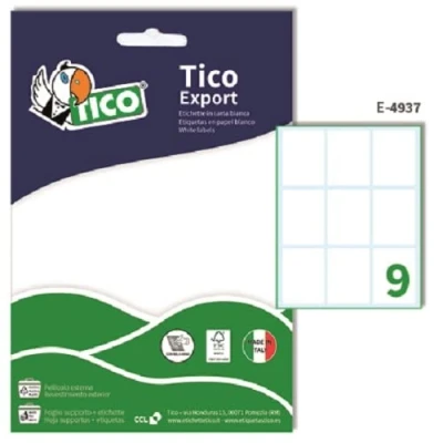 Imagen de Tico España E 4937, Etiquetas blancas adhesivas escribible 49x37mm, sobre de 10 hojas din A5