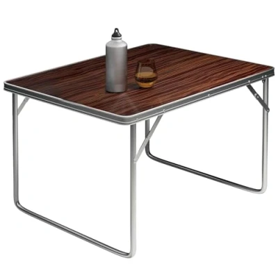 Imagen de Deuba Mesa de Camping Plegable Multiusos Aspecto Madera 80x60x70cm Portátil con Mango Transporte