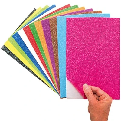 Imagen de Baker Ross AX297 Hojas De Fieltro Autoadhesivas Con Purpurina Paquete 12, Suministros Creativos Para Niños, Manualidades Y Decoraciones Temporada