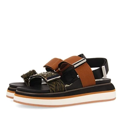 Imagen de Sandalias Negras con Animal Print para Mujer Minneola