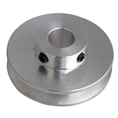 Imagen de BQLZR Polea de orificio fijo para eje motor aleación aluminio plateado, 41 x 16 10 mm, 3 5 correa redonda poliuretano