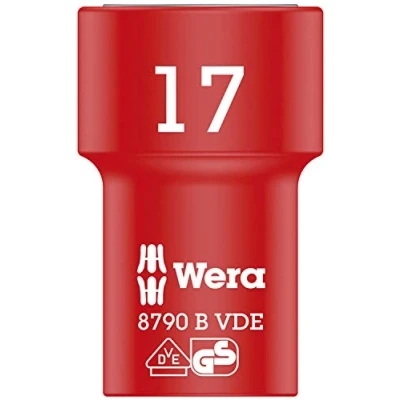 Imagen de WERA 05004961001 8790 B VDE 17,0 Llave de vaso VDE, aislada, con arrastre 3/8&quot;