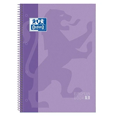 Imagen de Oxford, Cuaderno A4, cuadricula 5x5, tapa extradura, microperforado, libreta A4 Europeanbook 1, color malva