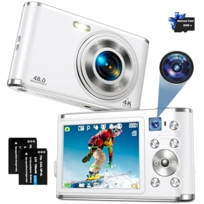 Imagen de cámara digital AutoFocus 4K con dual, tarjeta de 32 GB