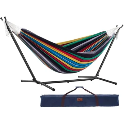 Imagen de Vivere UHSDO8 27 Hamaca con soporte incluido, multicolor, 250 cm, doble, diseño Rio Nacht
