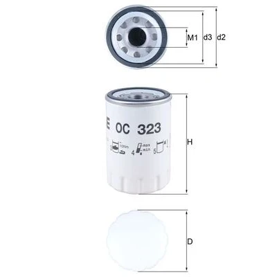 Imagen de MAHLE ORIGINAL OC 323 Filtro de aceite con válvula bloqueo retorno enroscable SEAT: Leon II Hatchback, AUDI: A5 B8 Sportback, A6 C7 Berlina