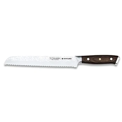 Imagen de 3 Claveles Cuchillo Panero Profesional 19cm Sierra grande Duradera para cortar Pan, Corte Limpio en cocina, Mango Madera Pakka, Resistente